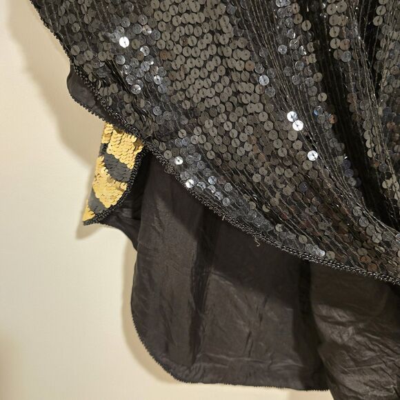 True Vintage Sequined Mermaid Fish Scale Scalloped Blouse Cocktail 100% Silk - Picture 10 of 11